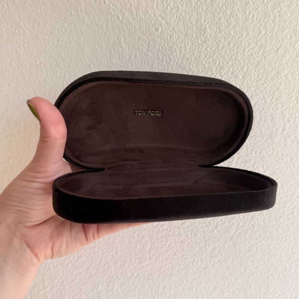 Tom Ford Brown Velvet & Suede Hard-Shell Designer Sunglasses Storage Case - Picture 2 of 10